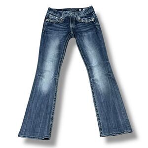 Miss Me Signature Rise Bootcut Jeans Women’s Size 27 Embellished Denim Western